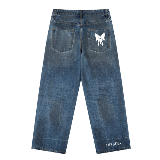 Vintage Wash Baggy Denim Jeans