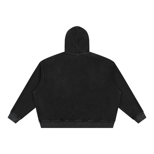 Unisex Vintage Wash Boxy Waffle Full Zip Hoodie