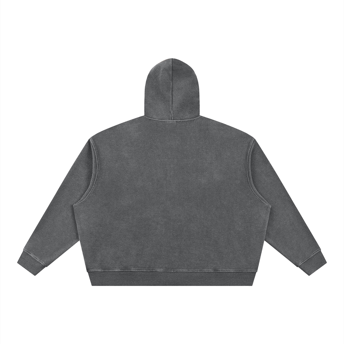 Unisex Vintage Wash Boxy Waffle Full Zip Hoodie